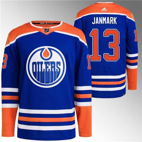 Mens Edmonton Oilers #13 Mattias Janmark Royal Stitched Jersey Dzhi->edmonton oilers->NHL Jersey